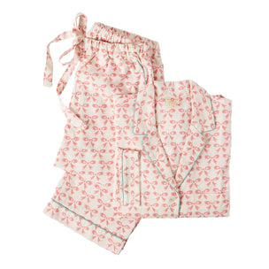 Women's Luxury Cotton Pyjamas Bows Pink