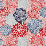 Dahlia Block printed Fabric Cotton Crimson Indigo Sample