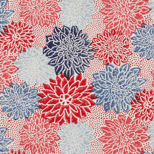 Dahlia Block printed Fabric Cotton Crimson Indigo Sample
