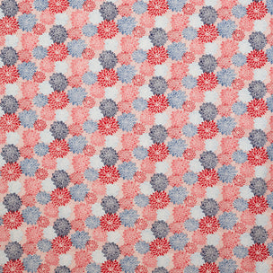 Dahlia Block printed Fabric Cotton Crimson Indigo