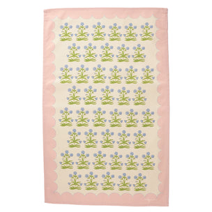 Tea Towel Mughal Scalloped Pink Sky