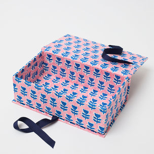 Desk Organiser Box Flower Navy Pink