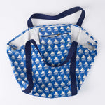 Printed Cotton Canvas Bag in Boats Indigo Blue