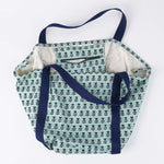 Printed Cotton Canvas bag in Flower Blue