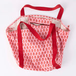 Printed Cotton Canvas Bag in Flower Pink