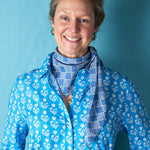 Scarf Square Chequers Blue