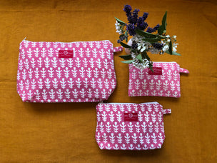 Wash Bag Bagru Pink