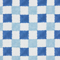 Chequer Block printed Fabric Linen Blues