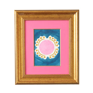 Gold Framed Cotton Paper Print Flower Blue