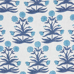 Mughal Block printed Fabric Linen Sky Indigo Sample