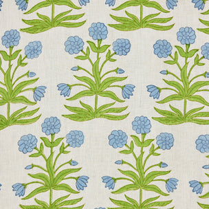 Mughal Block printed Fabric Linen Sky Pistachio Sample